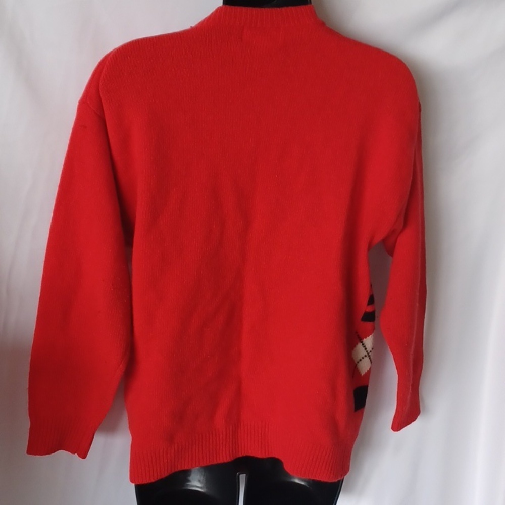 Vtg Rafaella Red Plaid Long Sleeve wool/Angora  Cardigan - Picture 5 of 8